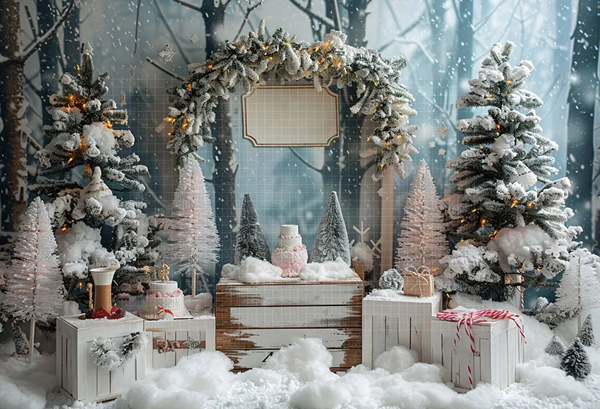 Mehofond-Fondo de fotografía para niños, decoración de retrato familiar, estudio fotográfico, bosque de Navidad, copo de nieve, árboles de Navidad, Invierno