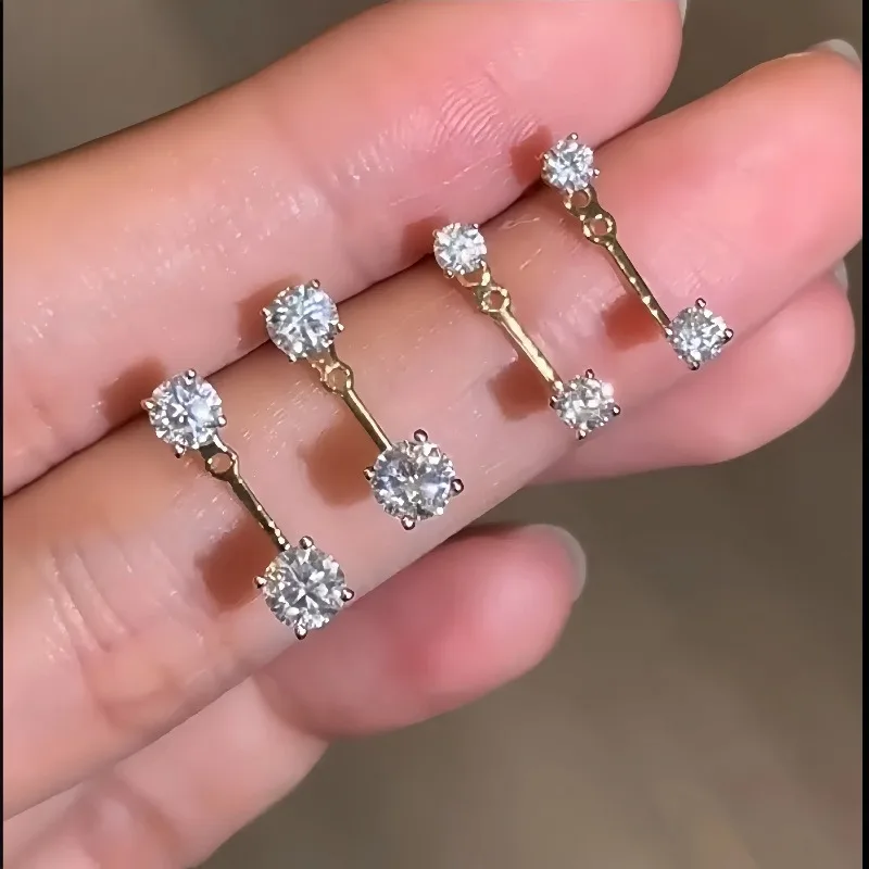 

S925 pure silver post-style earrings for women's jewelry. Two-piece earrings for enhancing one's appearance. Ideal gift choice.