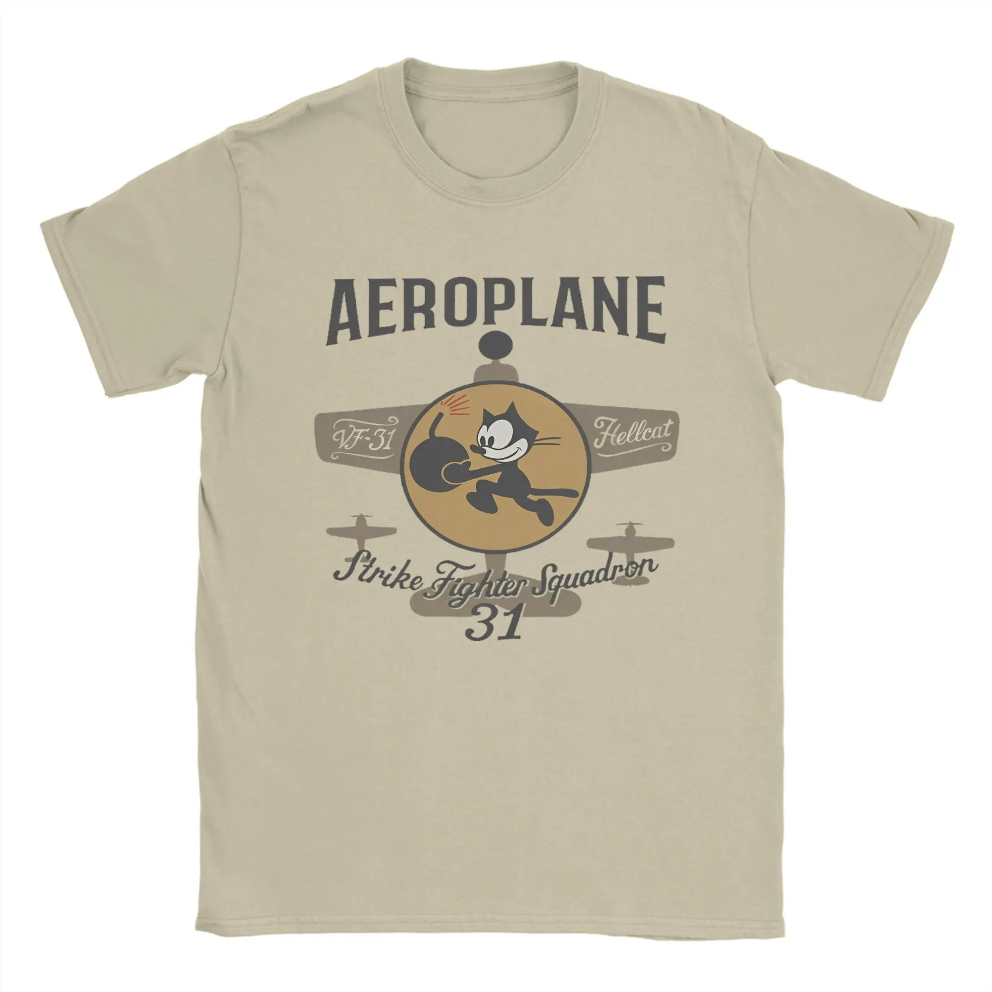 Felixing Flugzeug VF-31 Katze T-Shirt Männer Vintage Reine Baumwolle T-shirts O Hals Kurzarm T Shirts Geschenkidee Kleidung
