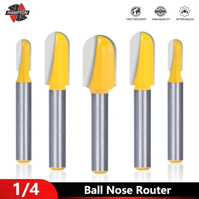 

1/3PCS Milling Cutter 1/4" Shank Ball Nose Router Bit Carbide End Mill Core Box Sloting Milling Cutter For Woodworking Tool