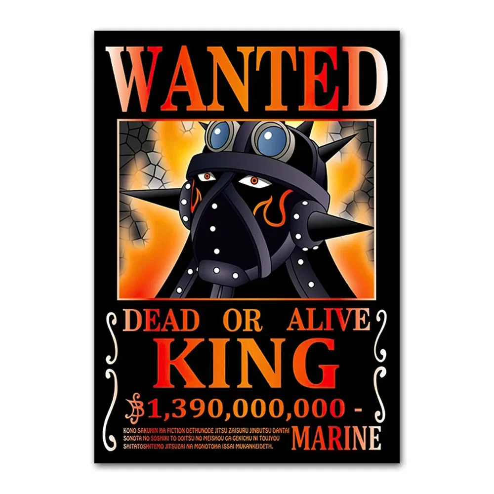 Póster de animación de acuarela One Piece Wanted Bounty Canvas Core, imagen colgante, regalo decorativo