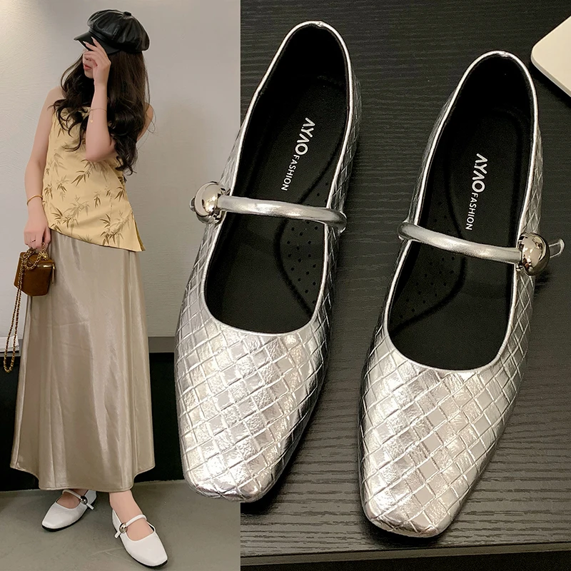 

2025 женские высококачественные темпераментные туфли на плоской подошве, туфли на мягкой подошве и юбкой, модные удобные одинарные туфли