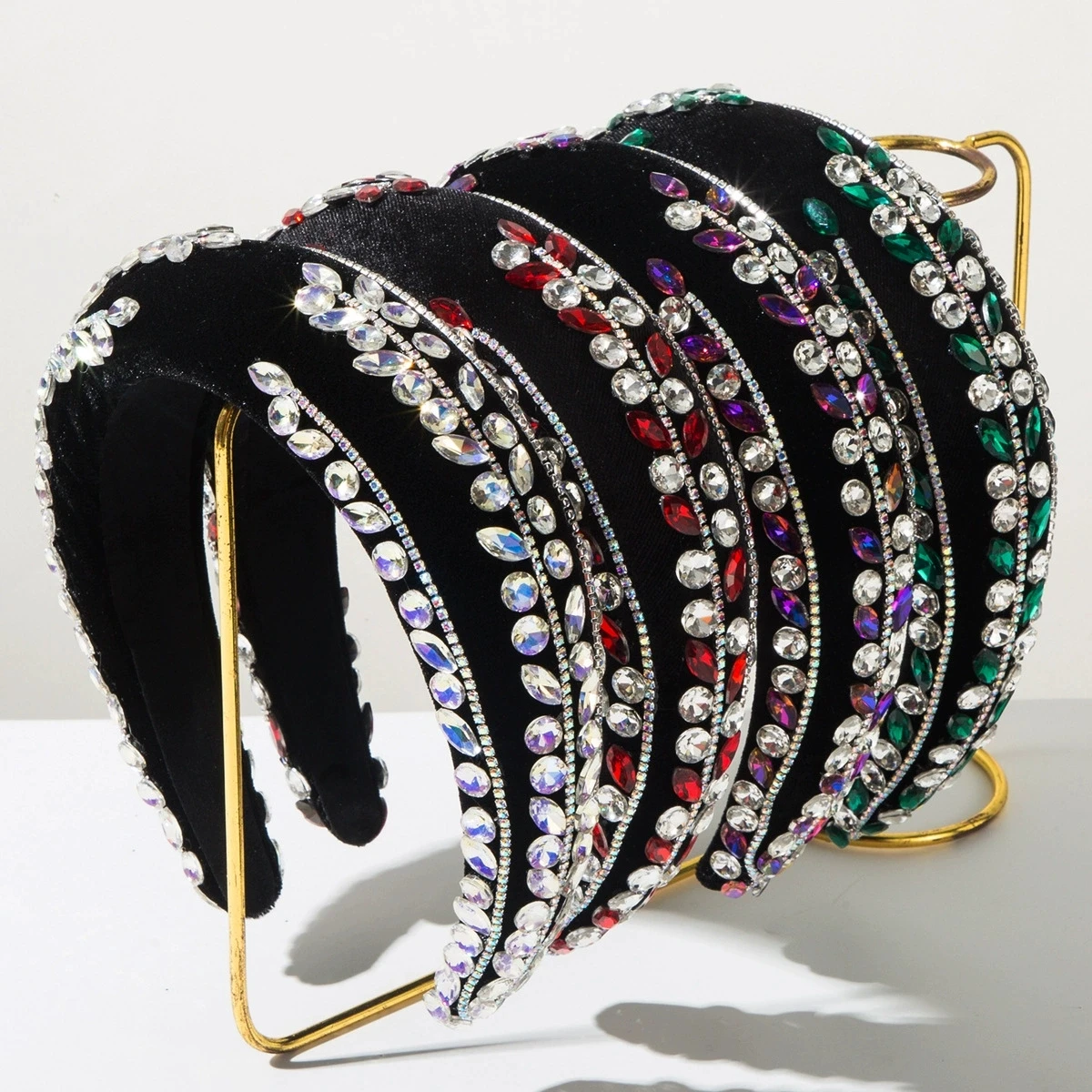 

Baroque Style Crystal Hair Bands Sponge Cushion Rhinestone Headband Non-slip Hair Bands Ladies Daily Hair Accessories