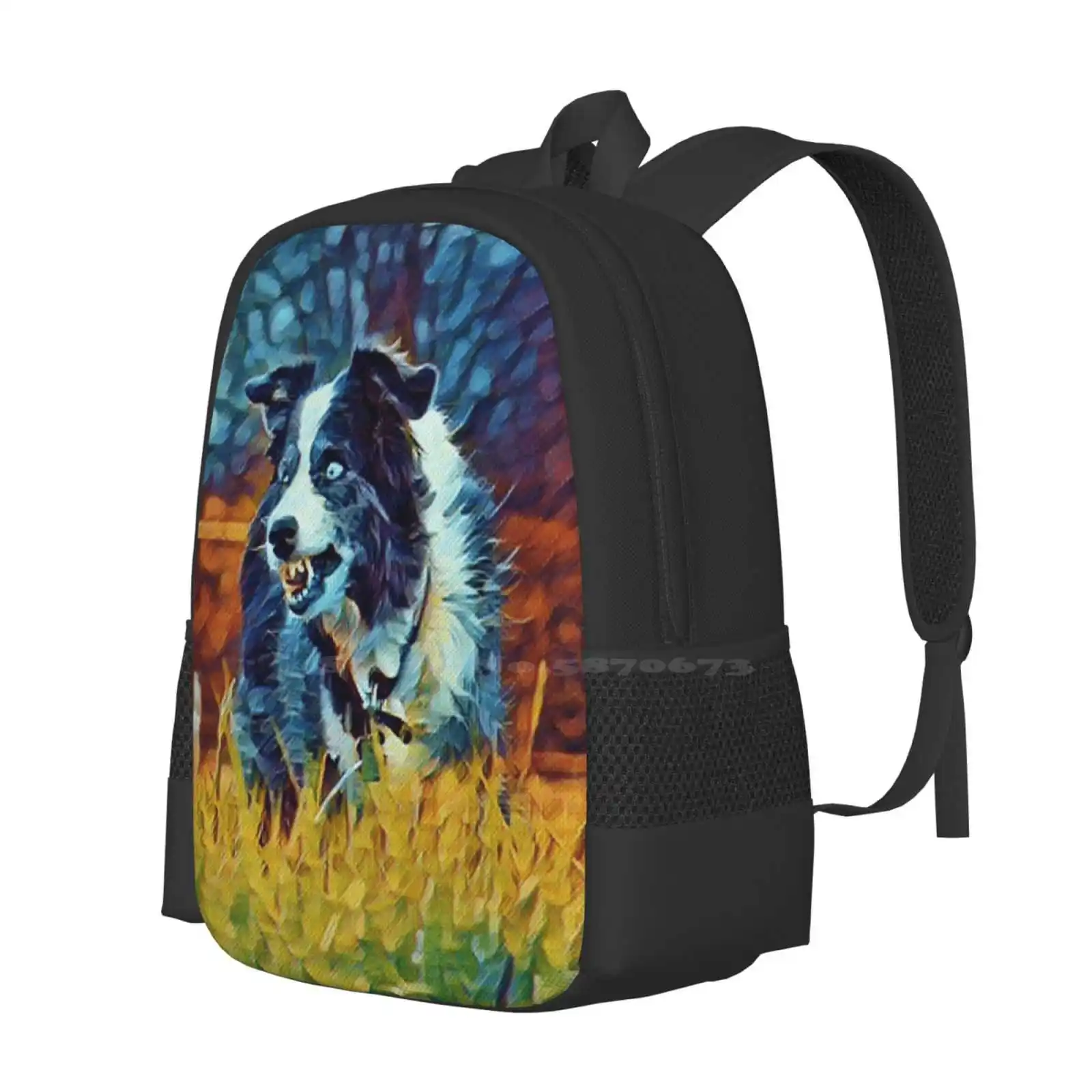 Collie In Slumber Teen College Student Backpack Pattern Design Bags Pet Animal Puppy Canine Cute Sheepdog Shepherd Border