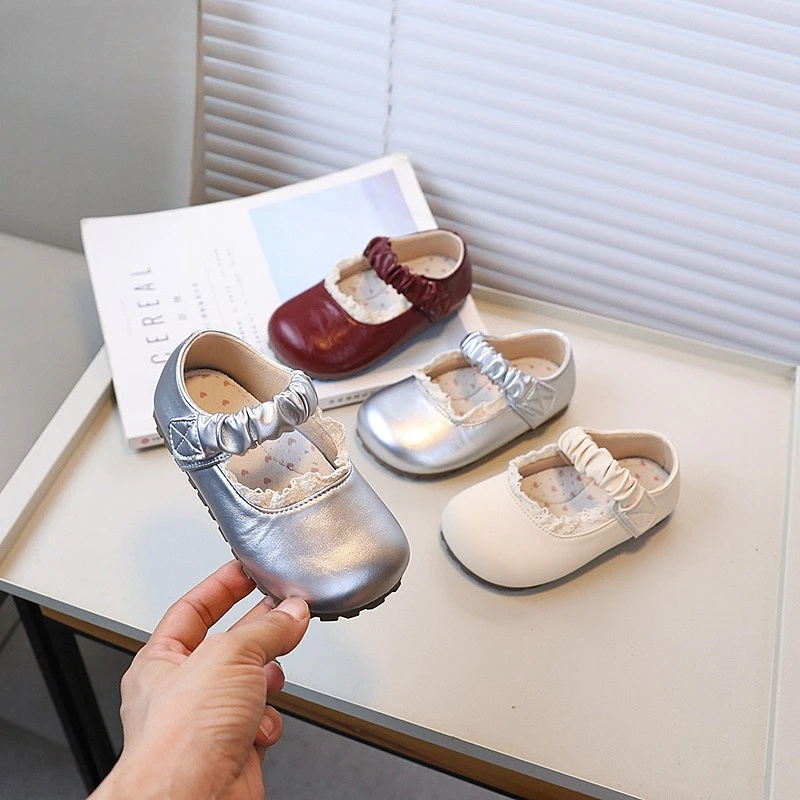 

Fashion New Kids Leather Shoes Chic Ruffled Edge Princess Shoes for Girls Shallow Spring Autumn Children Causal Dress Flat Shoes