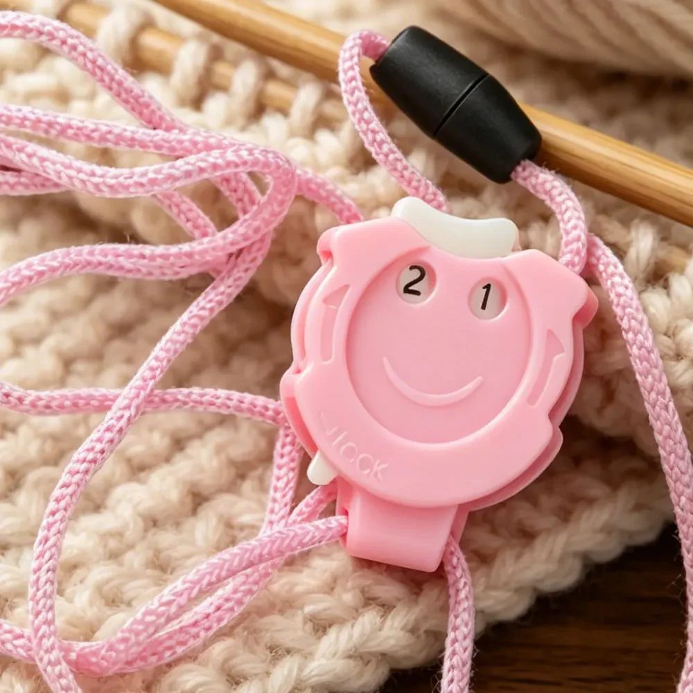 1Set Practical Knitting Row Counter Plastic Needle Stitch Sweater Stitch Pendant Sewing Tools Accessories with Hanging Rope