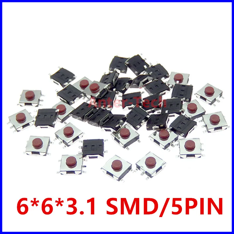 20/100PCS 6*6*2.5 / 3.1 / 3.7 / 4.3 mm SMD Switch 4 / 5 Pin feet Touch Micro Switch Push Button Switches Red 6X6 Tact Switch