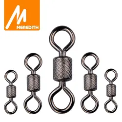 MEREDITH Fishing Swivels Ball Bearing Swivel 50PCS/Lot with Safety Snap Solid Rings Rolling Swivel for Carp Fishing Accessories
