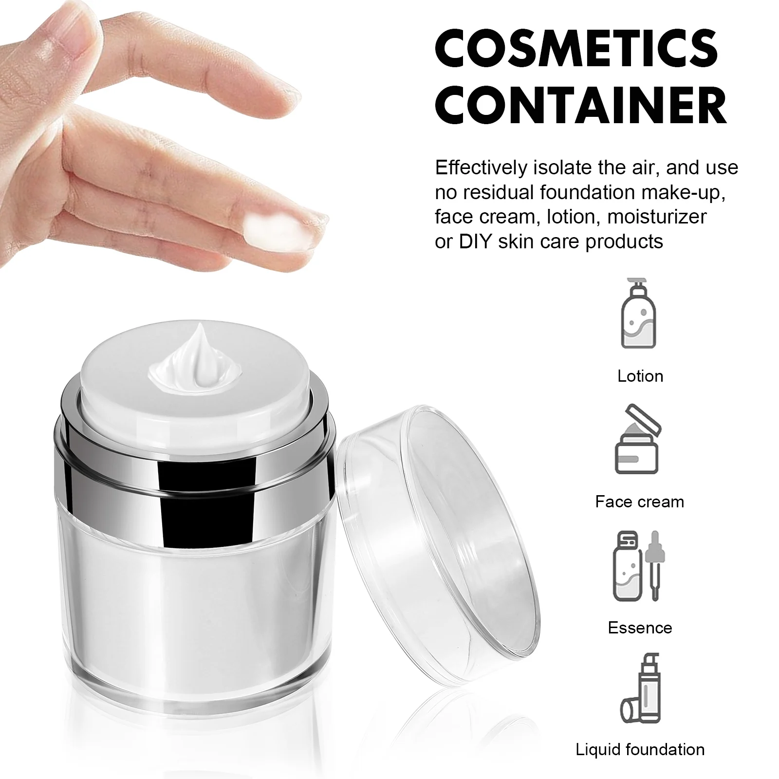 

4Pcs Airless Pump Jars Vacuum Bottles Durable Travel Containers for Lotion Cream Serum Moisturizer Airless Pump Jar