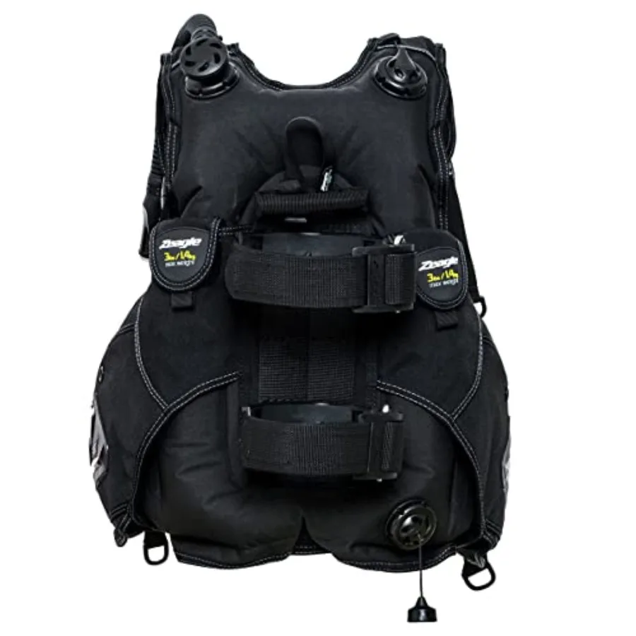 Scuba Diving BCD for Men Durable Nylon Black Comfortable Fit Easy Load/Adjust Quick-Access Pockets view 3
