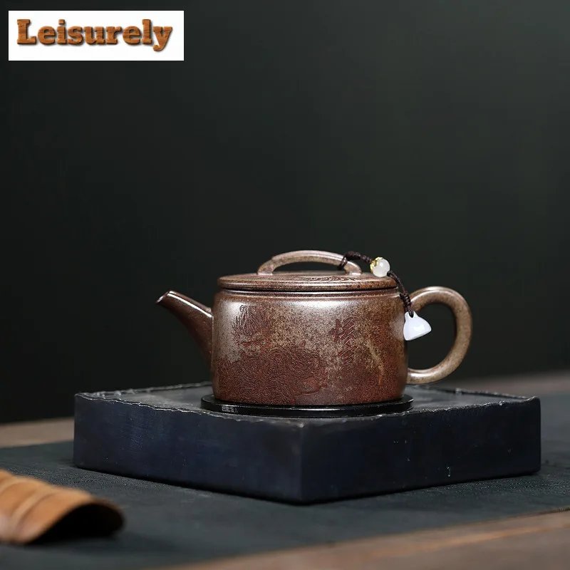

230 мл креативные чайники из фиолетовой глины Исин, горшок ручной работы большого калибра, температура сырой руды, чайник из грязи, чайный сервиз Zisha, ремесло