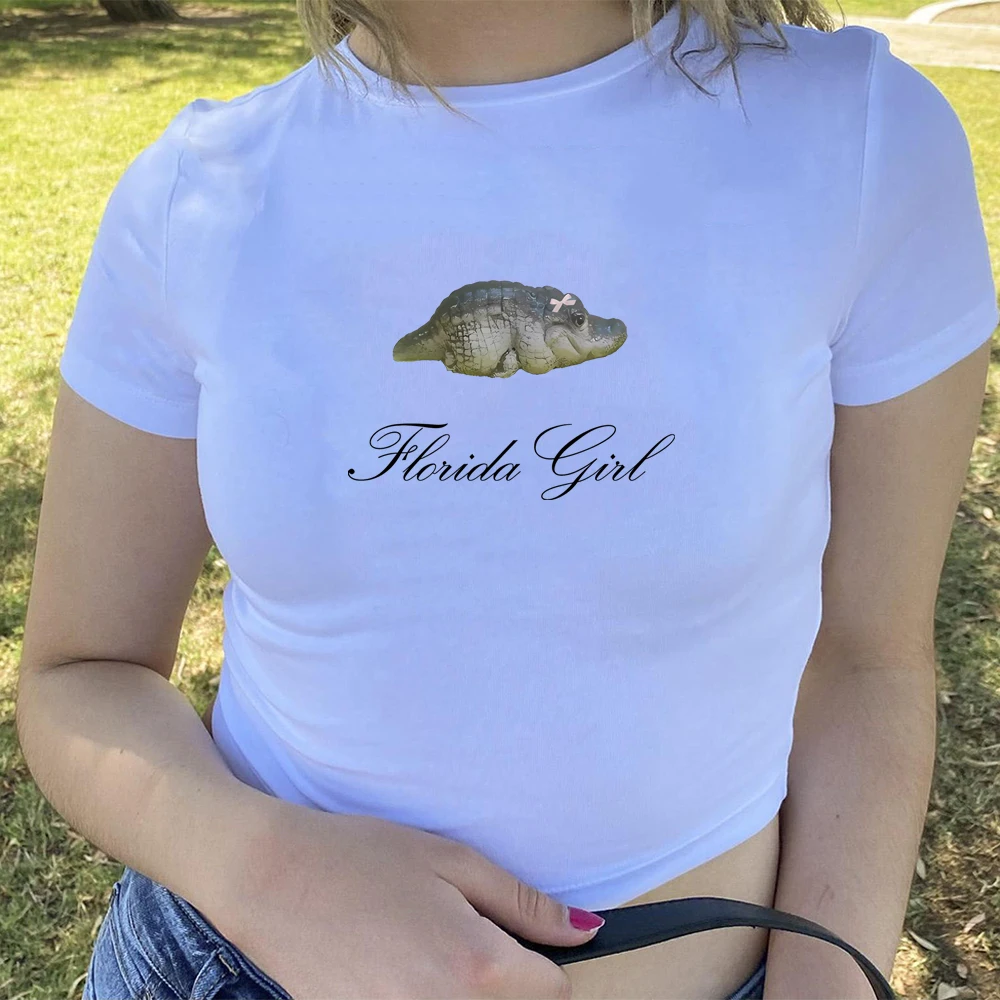 Y2k Baby T-Shirt Florida Mädchen Ernte Top Baby Gator Kokette Baby T-Shirt Gator Grafik T-Shirt Sommer Y2k Ernte Top trend ige Frauen Kleidung