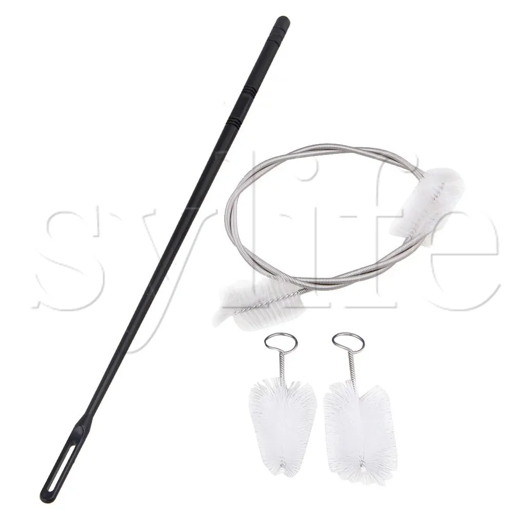 White Plastic Spring Extension Flexible Trumpet Mouthpiece Brush Kit