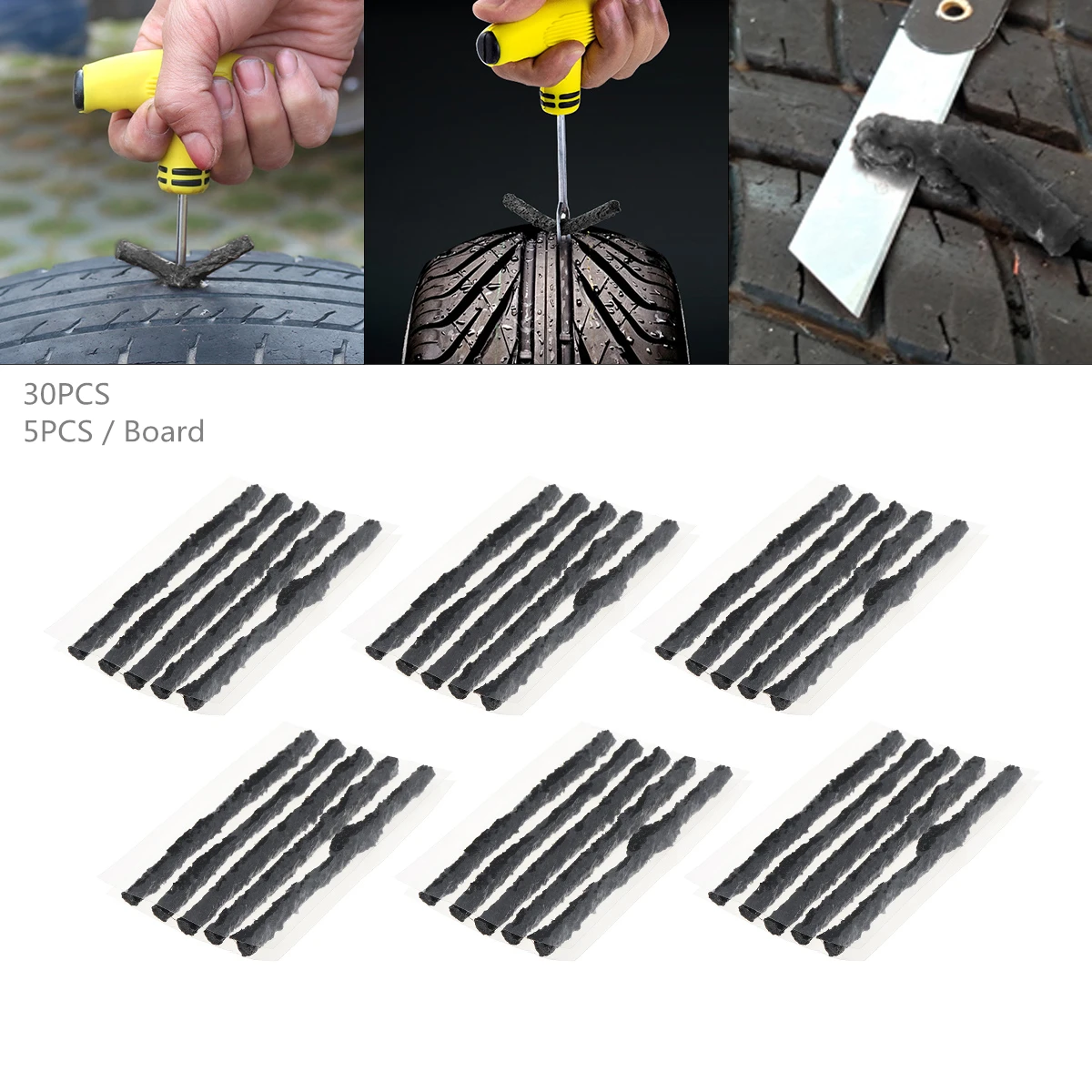 

30PCS Universal 100 x 6 mm Car Tire Repair Tools Anti Corrosion Tyre Fast Repairing Rubber Strips for Auto Motorcycle Bicycle