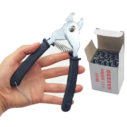 Hog Ring Pliers + Hog Rings M Nails Poultry Cage Installation Tools Fences Netting Tags Traps Cage