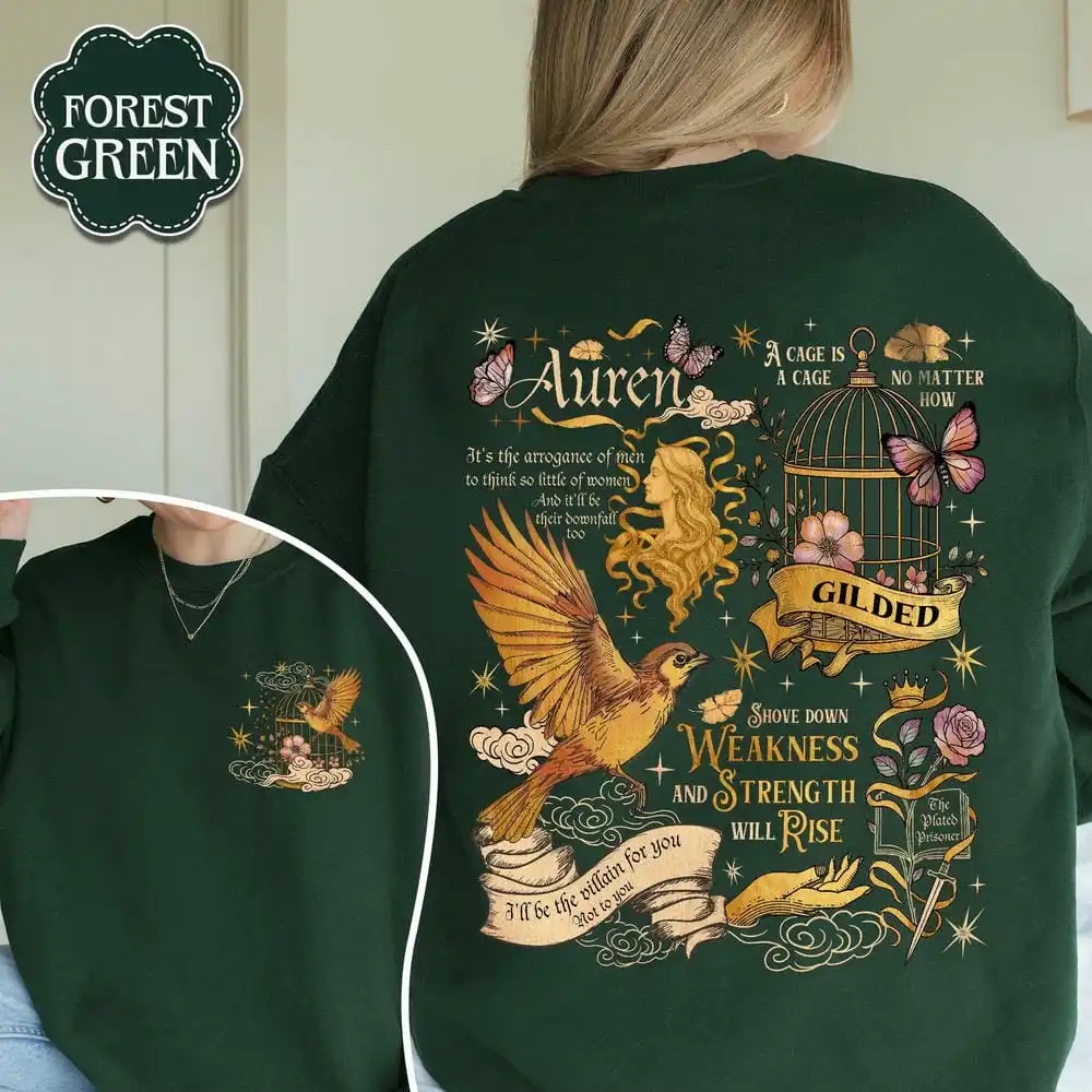 Überzogenes Prisoner Book Sweatshirt Auren & Slade Gild Cage Pullover Damen Vintage Langarm Rundhals-Fleece-Sweatshirt Lässig