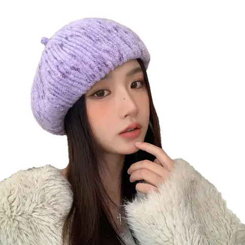 शरद ऋतु और सर्दियों महिलाओं ढाल रंग गाढ़ा बेरेट कोरियाई संस्करण फैशन डोपामाइन उच्च भावना चित्रकार टोपी 8 best sales बेरेट टोपी - №4
