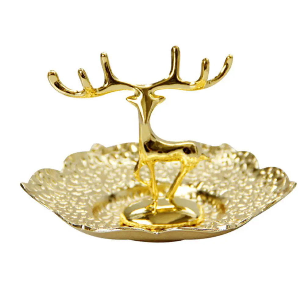 1Pcs Jewelry Storage Tray Deer Shape Copper Desktop Ornament Multifunctional Jewelry Rack Gift Decoration Deer Storage Tray