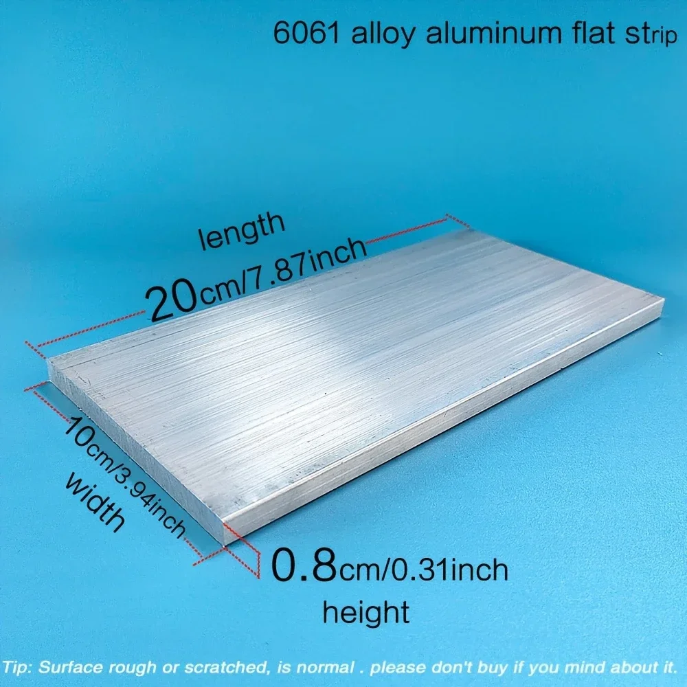 프리미엄 6061 알루미늄 합금 평판 - 두께 8mm, 너비 3.94인치, 길이 7.87인치 - CNC, 밀링 및 선반 기계용