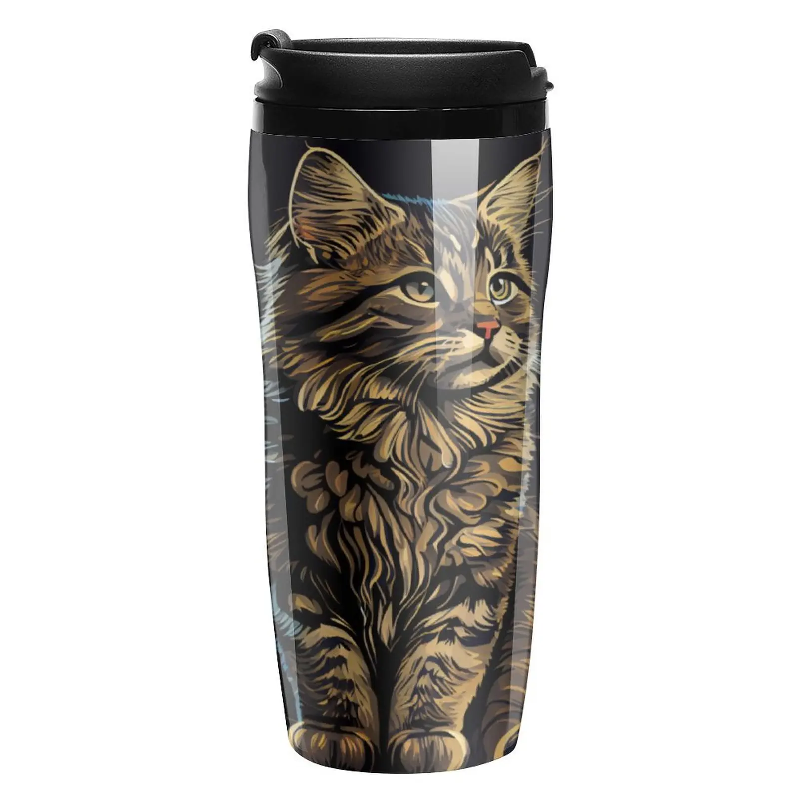 American Bobtail Cat Coffee Mug to Go Cute Animal Plastic Heat Preservation Water Bottle Custom Gift Beach 350ml Plastic Cup