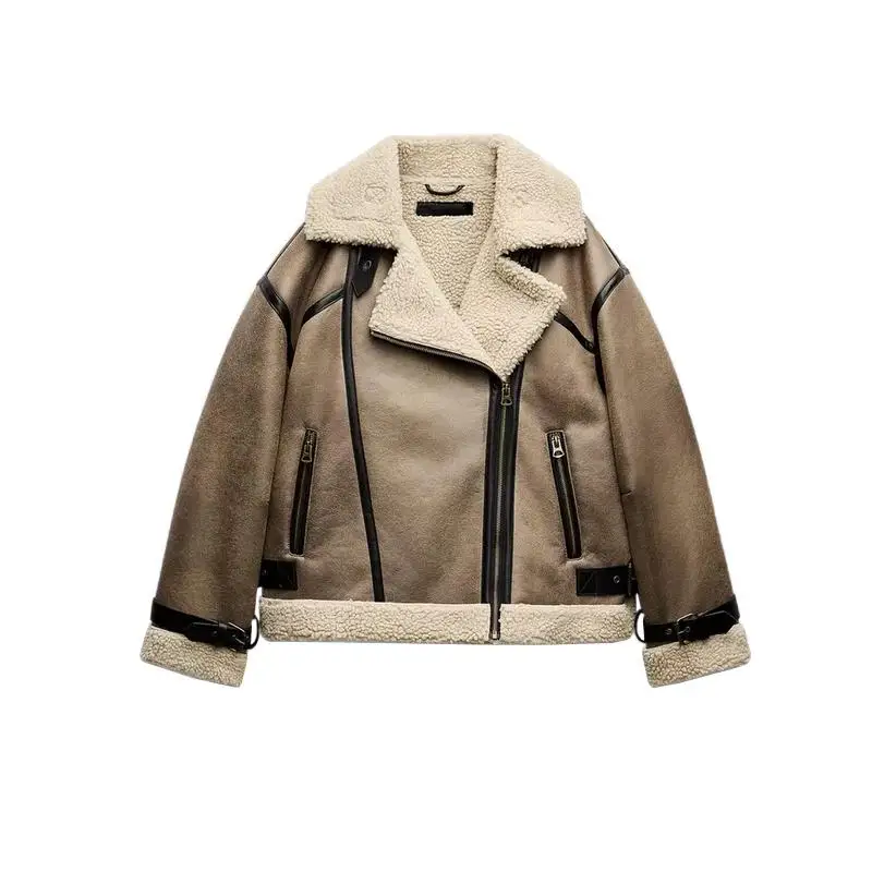 

Autumn Winter New Women's Jaet Double-sided Collar ort Coat Hem Tassel Decorated Outerwear Polyester Fiber Long Sve