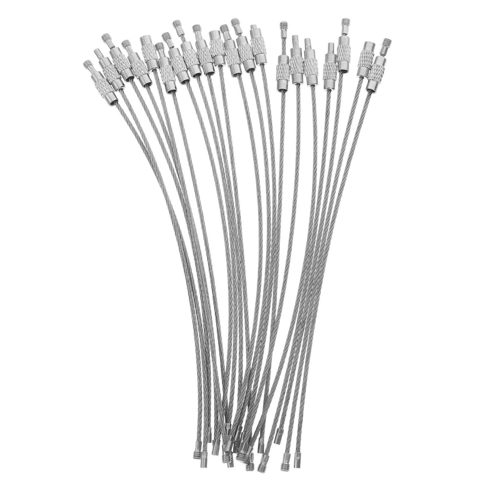 

20 Pcs Stainless Steel Wire Rope Key Ring Heavy Duty Luggage Chain Cable Keychain Loop Outdoor Carabiner Connection Multipurpose