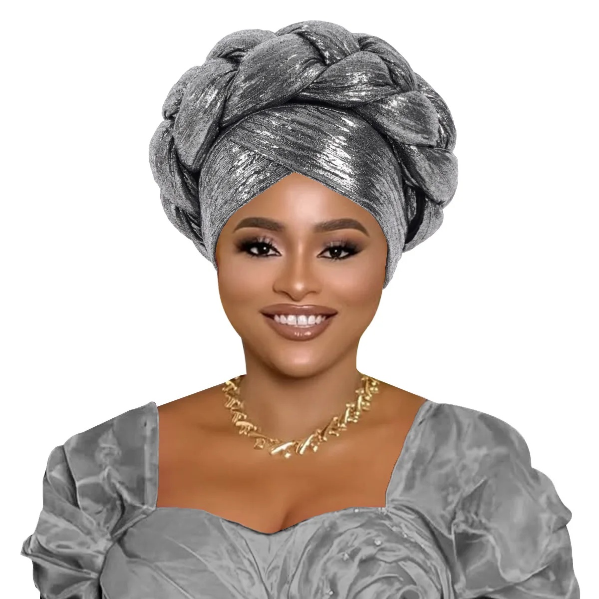 

African Headtie Muslim Headscarf Hat Women Gold Foil Printed Forehead Cross Braid Hat Head Wraps Bonnet Headwear Party Wedding