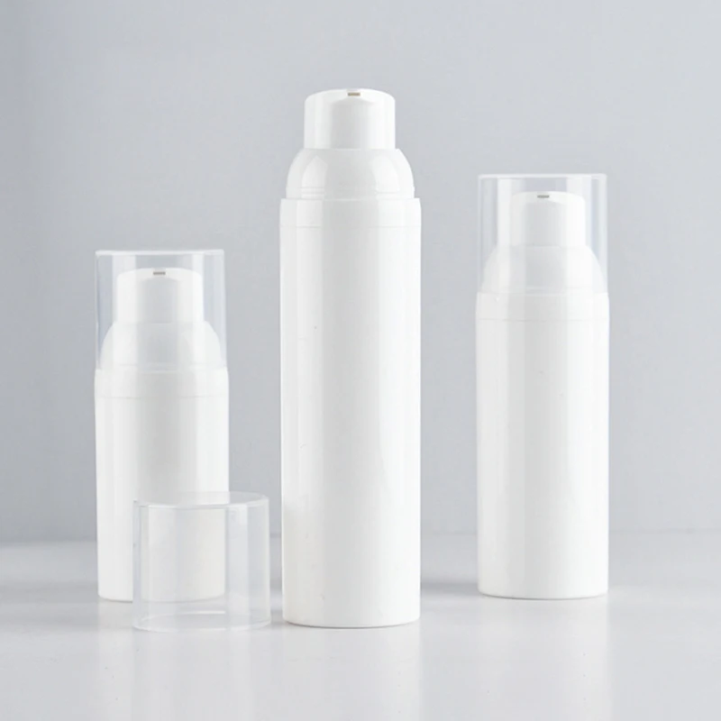 Refillable Lotion Bottles White Pump Bottle Vacuum Toiletries Container Empty Plastic Cosmetic Bottle Travel Essentials
