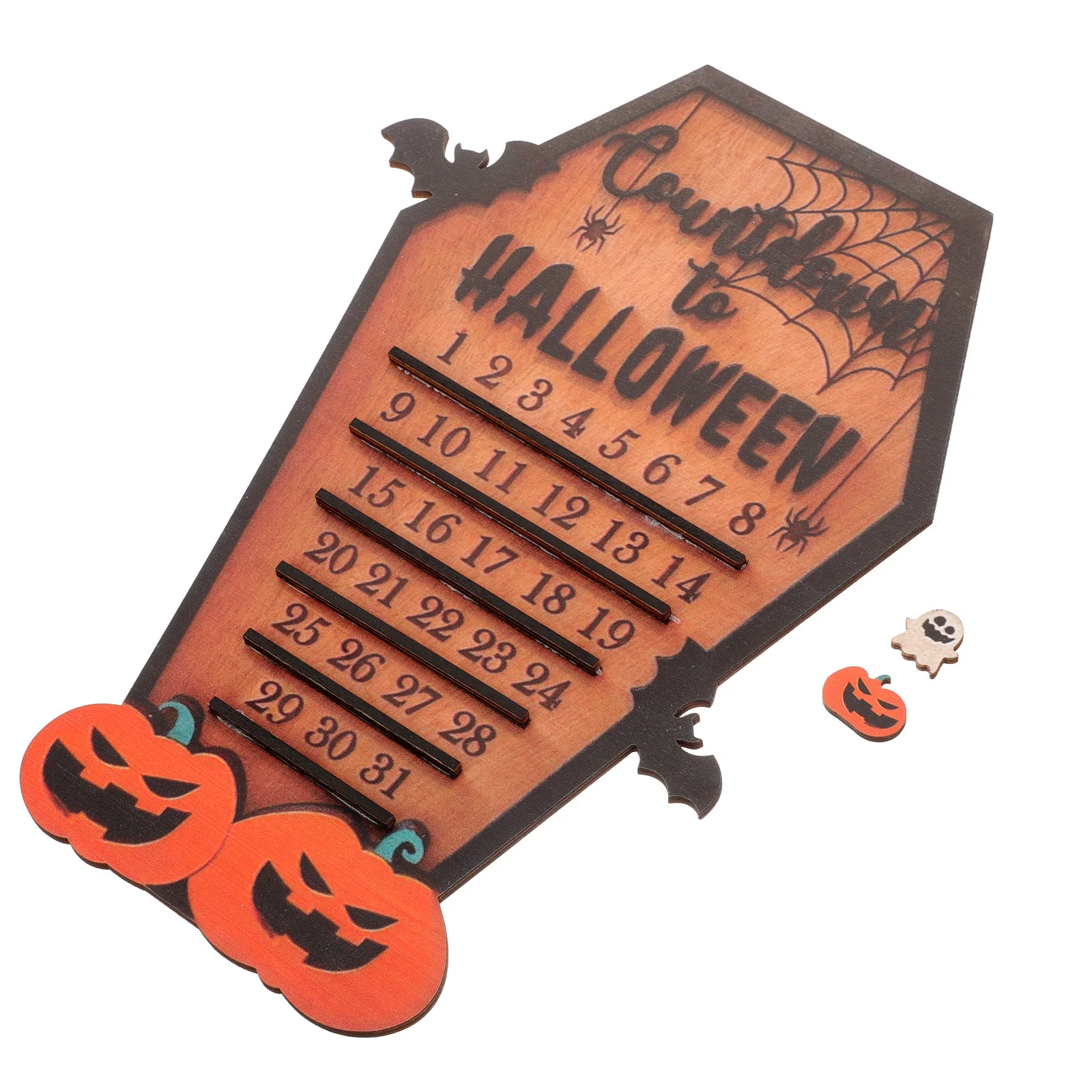 

Countdown Calendar Halloween Wooden Advent Decor Coffin Style Craft Wall Ornament for Home Decoration Supplies Holiday Gift Idea