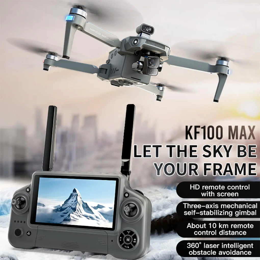 

2025 New 4K KF100 GPS WIFI Drone Camera 3-Axis Gimbal FPV Brushless EIS Obstacle Avoidance Touch Screen RC Quadcopter Toys