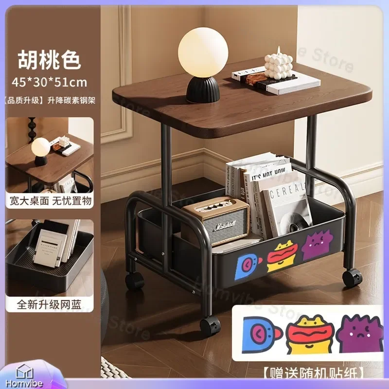 for Movable Trolley Retro Carbon Steel Edge Large Capacity Living Room Bedroom Household Table Tea Table Snacks Storage Rack