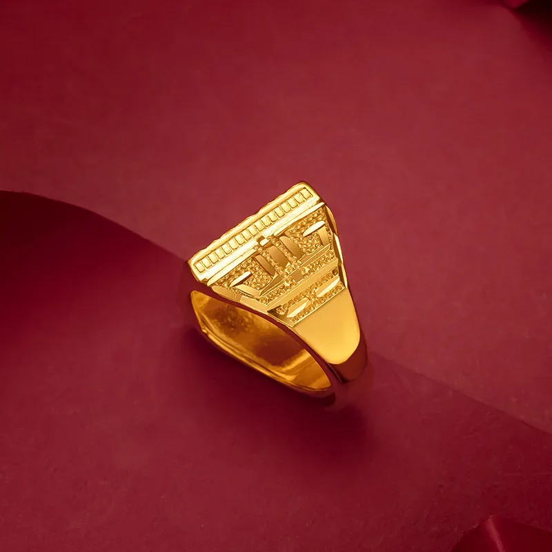 

9999 Real Gold 24K Fafu Cai Printed Opening Big Man Ring Gold Ring Jewelry