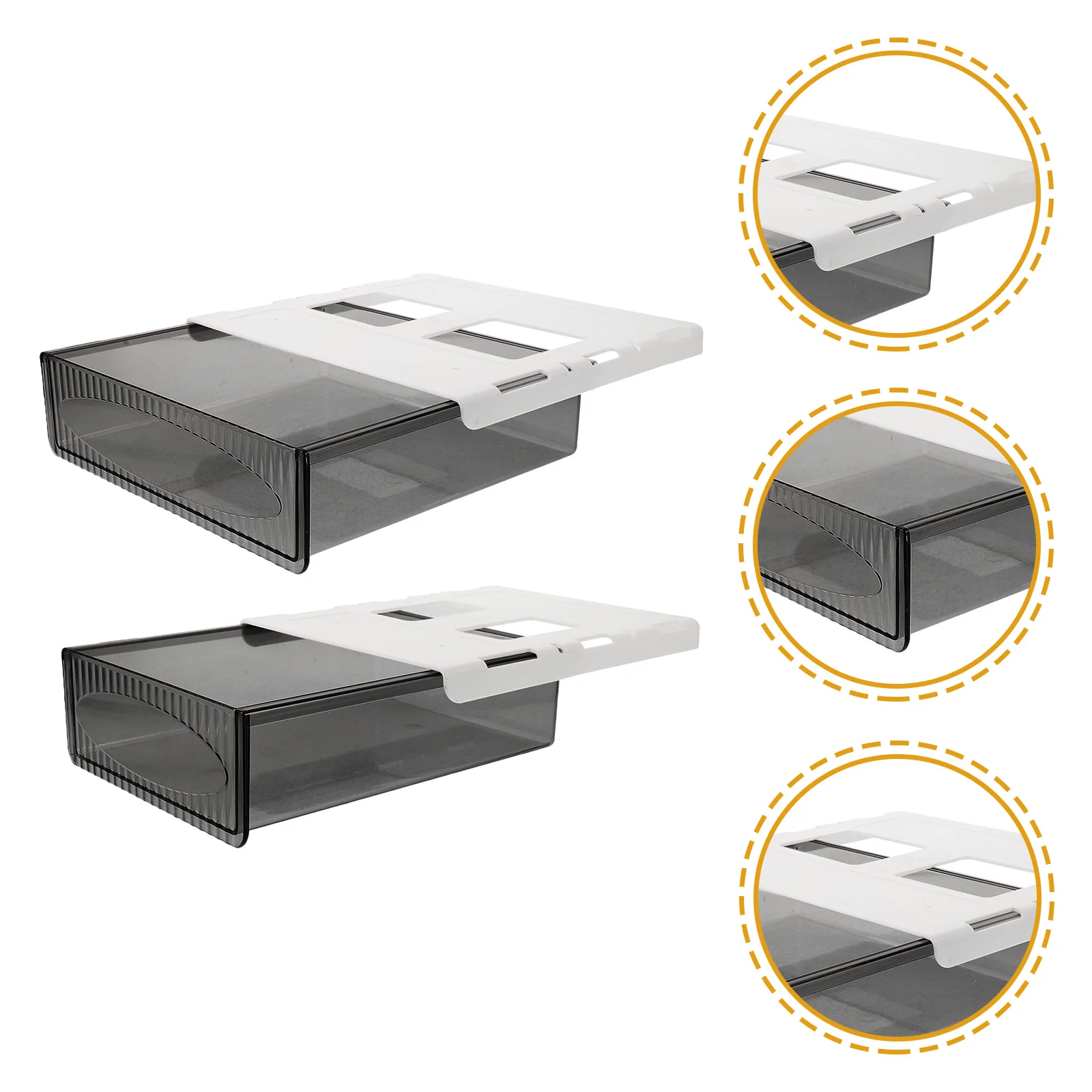 

2Pcs Under Desk Drawer Storage Box Hidden Desk Organizer for Home Office Supplies Makeup Accessories Desktop Organizer Box