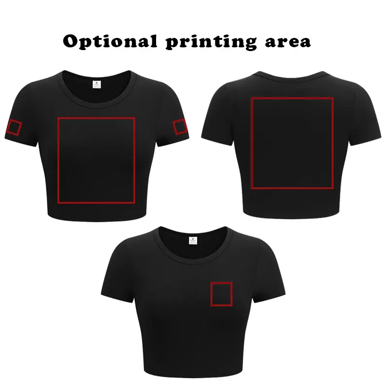 أضف اسم النص المخصص الخاص بك DIY نمط الطباعة قصيرة الأكمام س الرقبة اقتصاص السرة المرأة المحاصيل القمم الأزياء تي شيرت