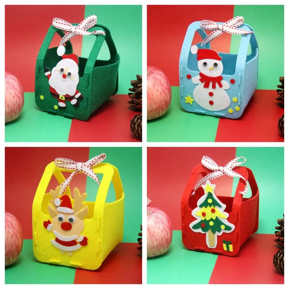 Bolsa de dulces de Navidad para Decoración de casa, bolso de tela no tejida, alce portátil, Papá Noel, padre, navidad