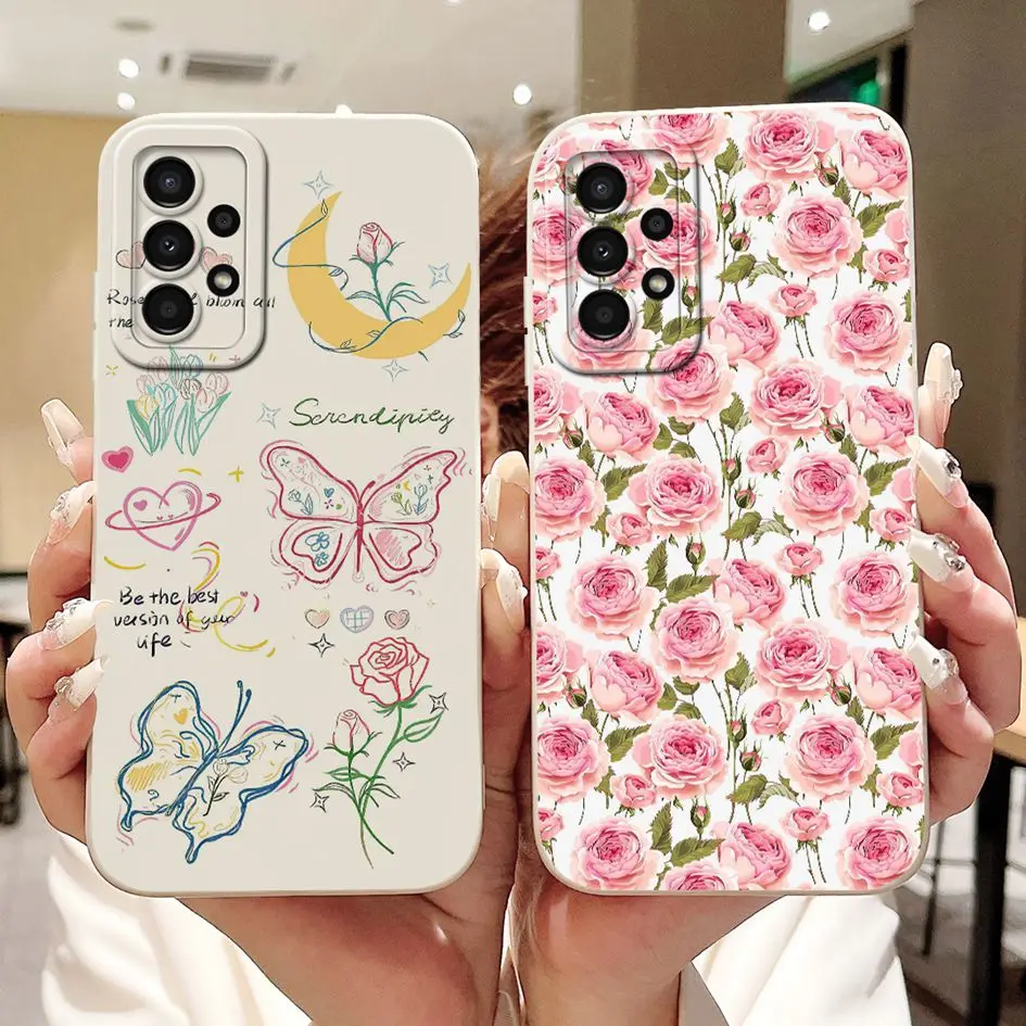 Case For Samsung Galaxy A13 4G Cover SM-A135F A 13 A 23 Funda Cute Cartoon Rabbit Panda Bumper For Samsung A23 5G SM-A236B Coque