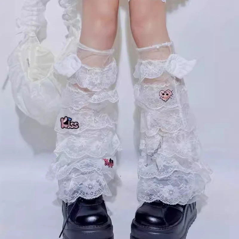 Original Design Layered Socks with Slightly Flared Versatile Hot Girl Lace Hollow Out Youthful Age-Reducing Leg Warmers ladies