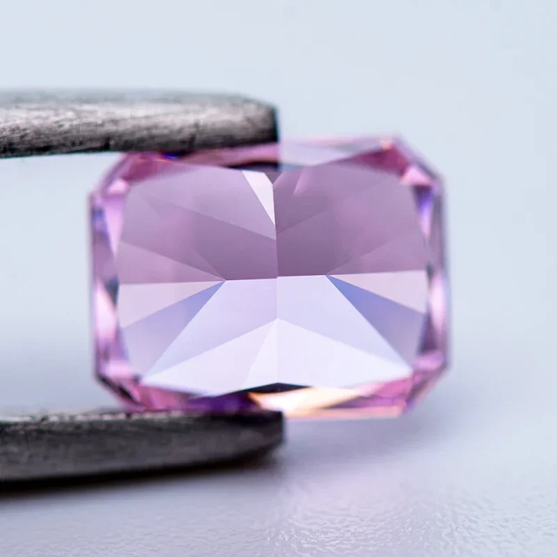 Cubic Zirconia Crushed Ice Cut Rectangle Shape Pink Color Charms Beads for Diy Jewelry Making Pendant Materials No Certificate