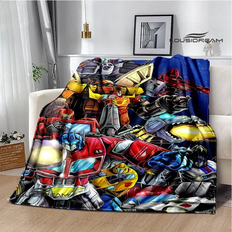 بطانيات مطبوعة على شكل حرف T-Transformers كرتونية ، فلانيل دافئ ، ناعم ، مريح ، منزلي ، سفر ، هدية عيد ميلاد ، تنزة