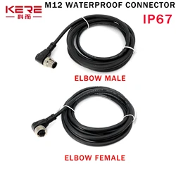 M12-4/5/8/12Pin Sensor Connector Cable Proximity Switch Plug NPN PNP Elbow 4Holes 5Holes 4Pins 5Pins Aviation Plug with 2m Wire