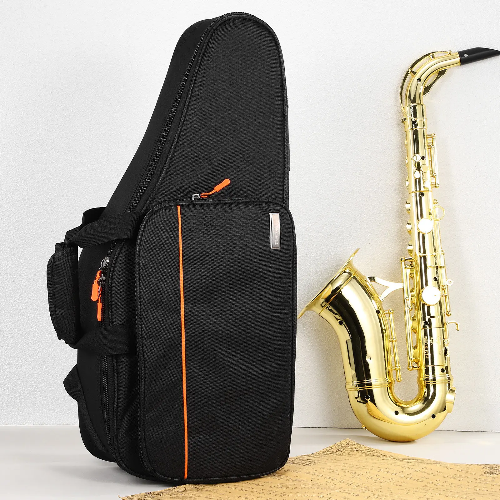 

1pcs Saxophone Backpack Large Capacity Oxford Cloth Shockproof Alto Tenor Case Bag Tote Black Storage Music Instrument