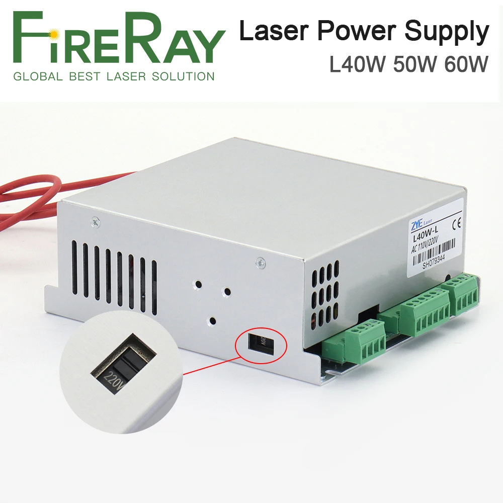 FireRay Co2 Laser Power Supply 40W 50W 60W 110V/220V For CO2 Laser Tube High Voltage Engraving Cutting Machine