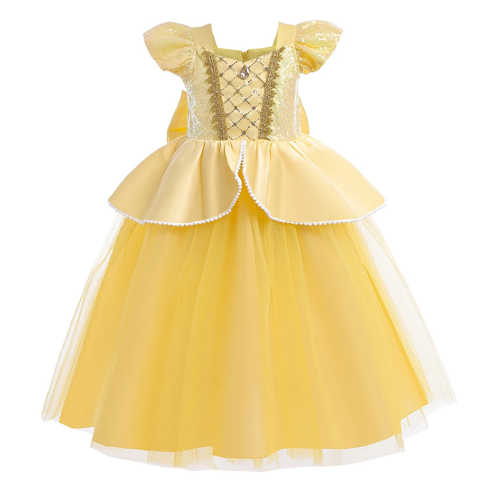 Girls Halloween Cosplay Costume Belle Princess Dress Luxury Prom Birthday Gift Vestidos Party Children Dress view 4