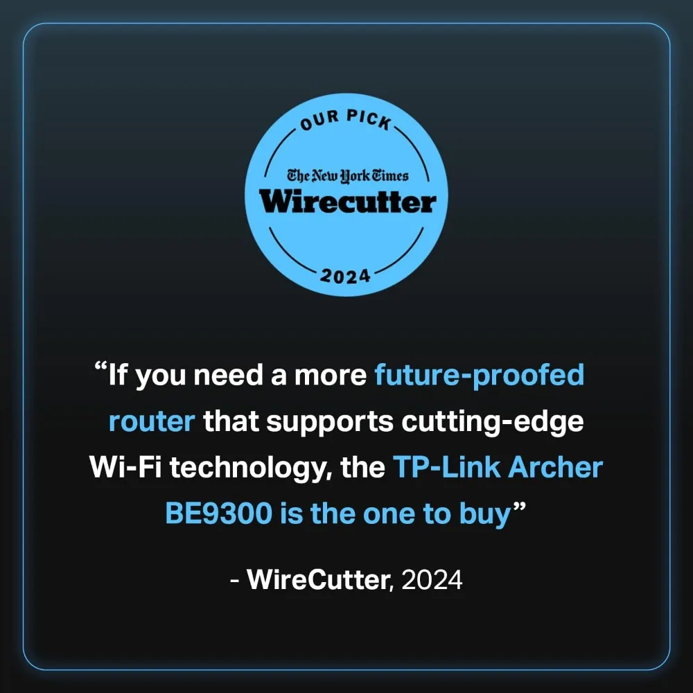 Tri-Band BE9300 WiFi 7 Router Archer BE550 6-Stream 9.2Gbps Full 2.5G Ports 6 Internal Antennas Covers Up to 2,000