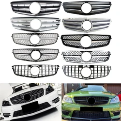 Car Front Grill Bumper For Mercedes Benz W204 ClassC C200 300 350 2008 2009 2010 2011 2012 2013 2014 AMG Grill Diamond GT BLK