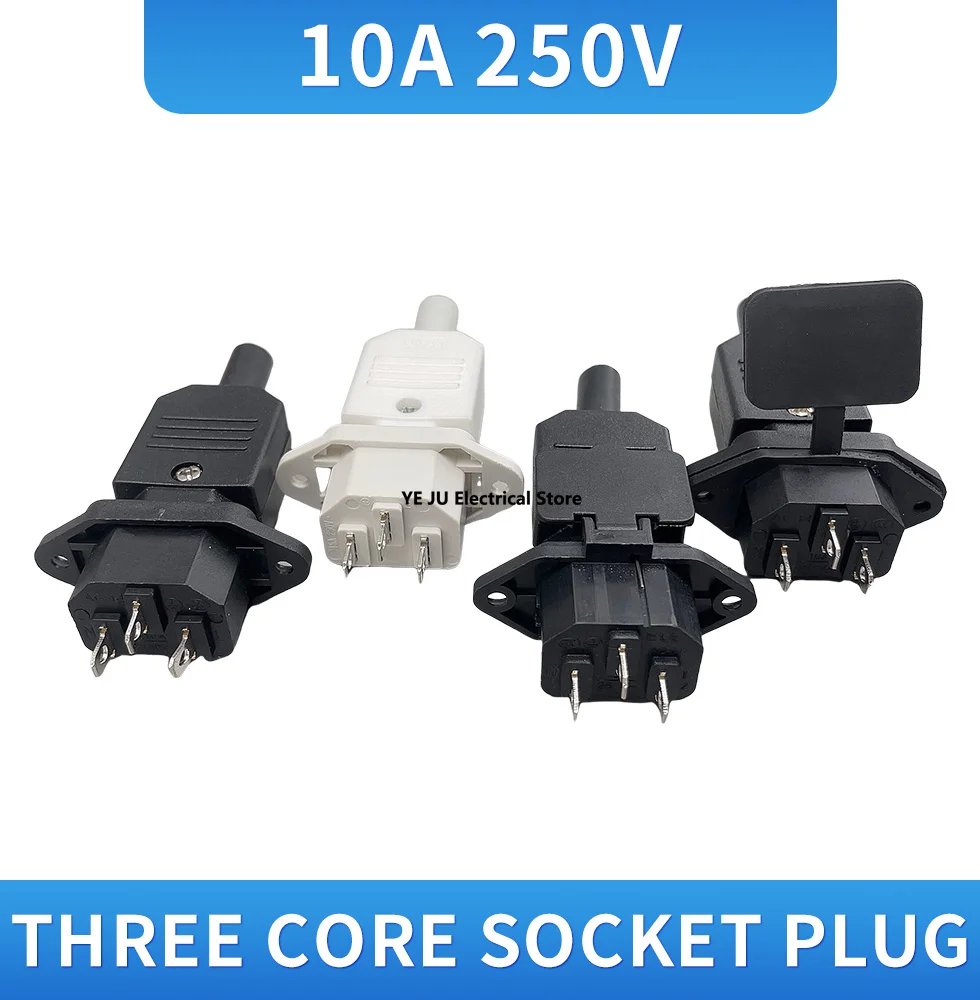 IEC320 10A 250V Black Male female docking Plug Connector Rewireable C13 C14 Plug Rewirable Power Konektor 3 Pin AC Socket