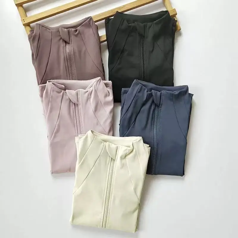 سترة نسائية رياضية من الصوف بأكمام طويلة، معطف دافئ للتخسيس، اليوغا، البيلاتيس، اللياقة البدنية، الجري، الخريف، الشتاء