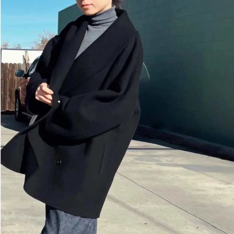 2023 New Autumn and Winter Classic Woolen Double-breasted Jackets Commuter Women Coat