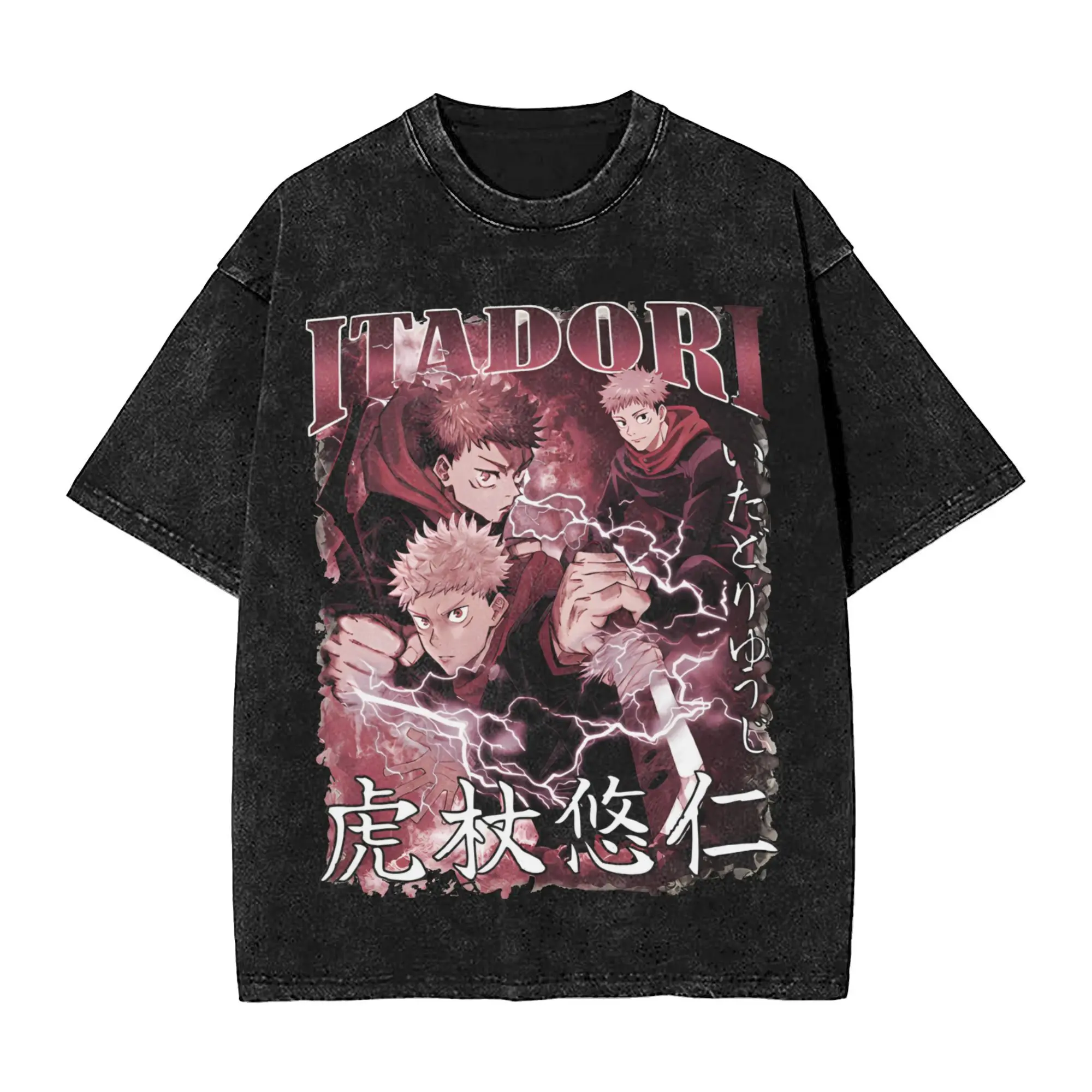 

Jujutsu Kaisen Men Itadori Yuji Anime Summer Harajuku T-Shirt Cotton Fitness Vintage Street Oversized Women Casual Short Sleeve