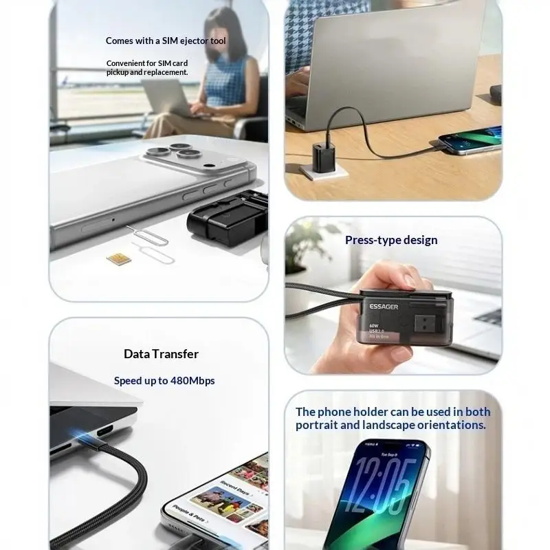 3 Pack PD 60W USB Type C Cable Set Fast Charging Data Sync with Storage Bag for  15 16 17   Devices